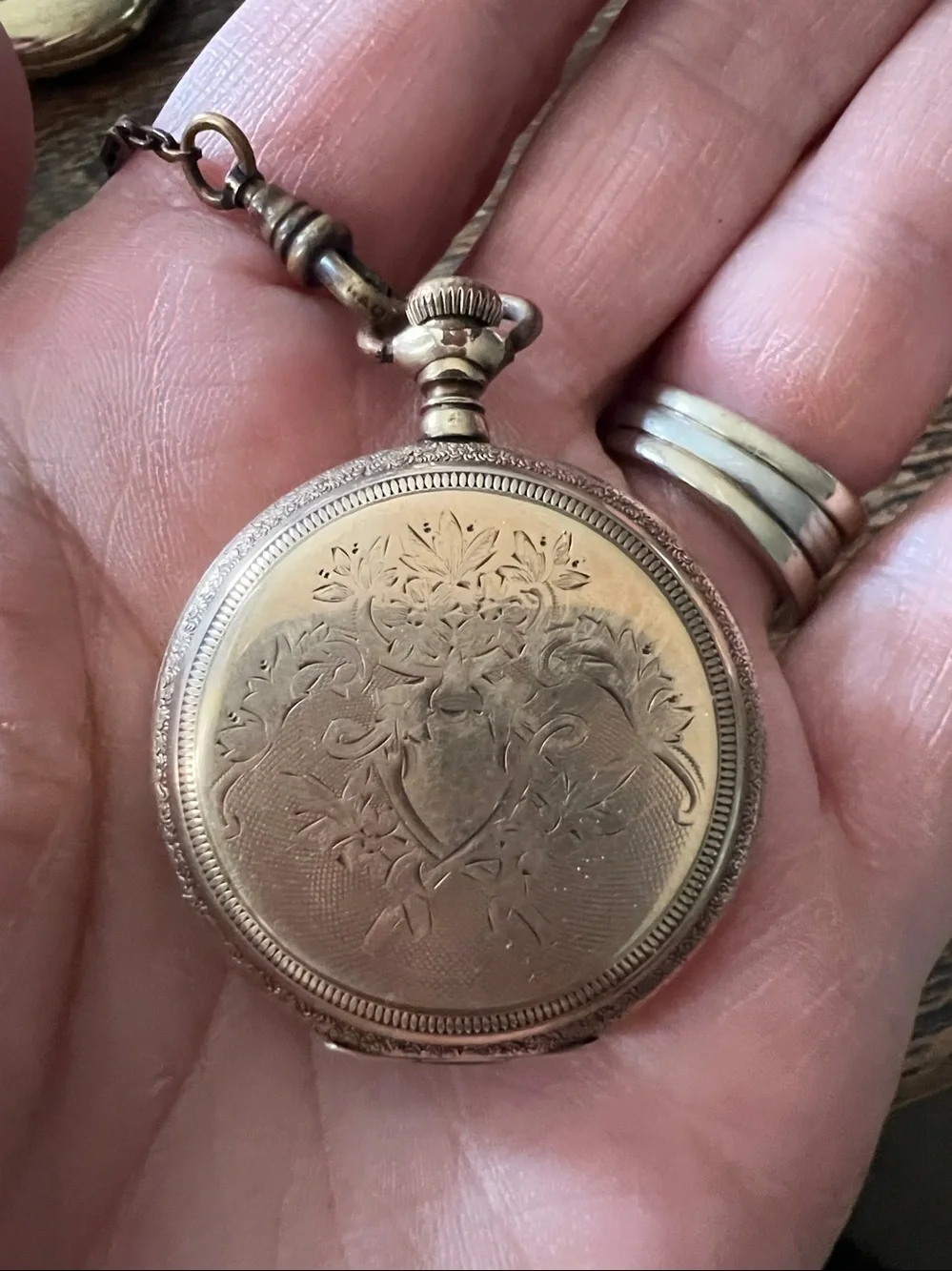 Antique Illinois Springfield gold filled pocket watch chain Keystone 17 jewels